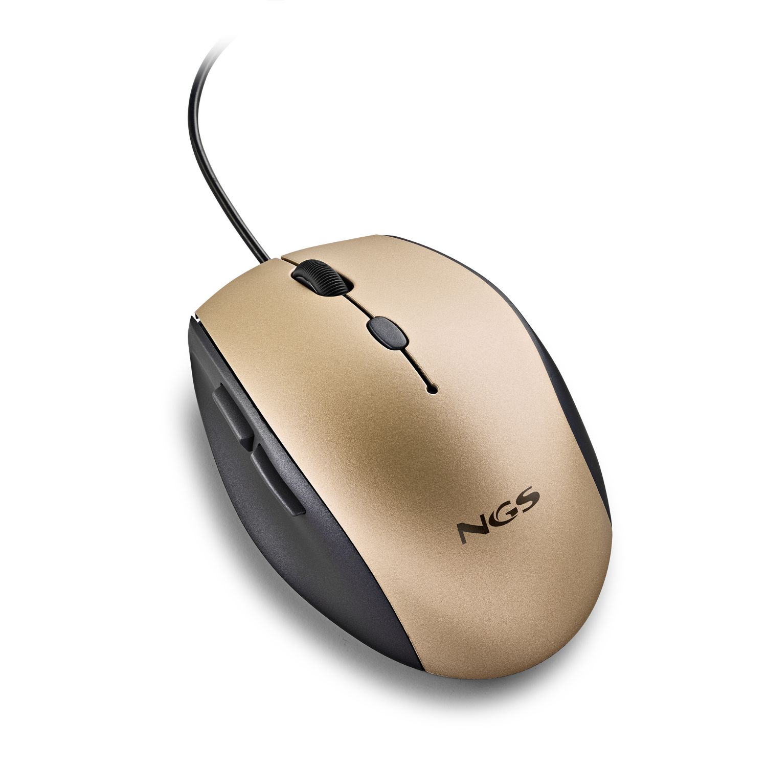 MOTHGOLD - Ratn NGS Ergonmico ptico Diestro USB-A 1600dpi 5 Botones Dorado (MOTHGOLD)