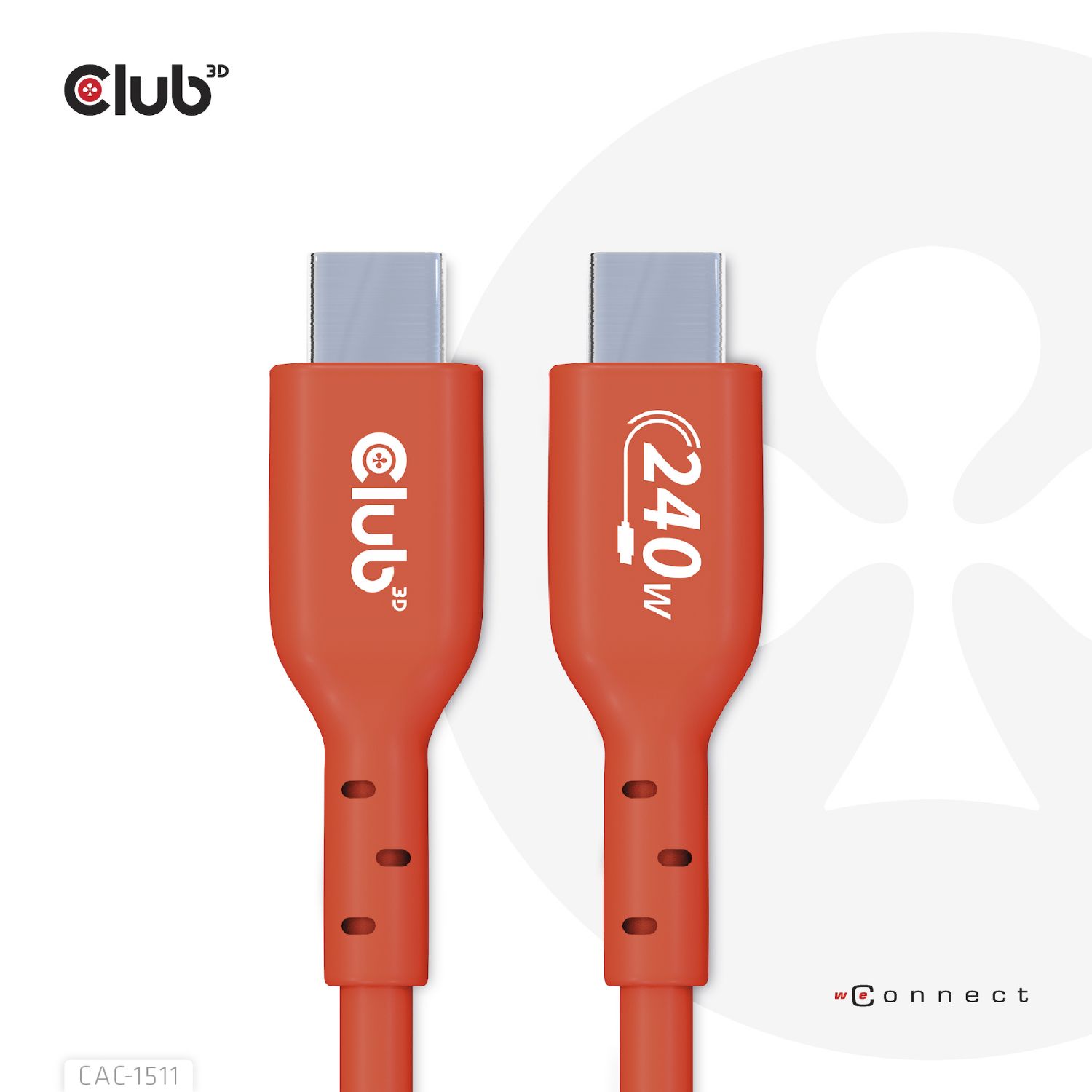 CAC-1511 - Cable Club 3D USB-C 2.0/M a USB-C 2.0/M 1m Naranja (CAC-1511)