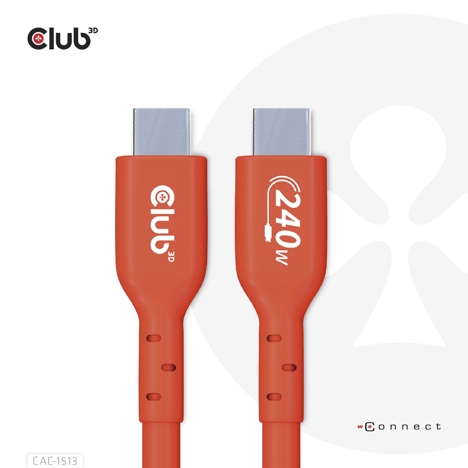 CAC-1513 - Cable Club 3D USB-C 2.0/M a USB-C 2.0/M 3m Naranja (CAC-1513)