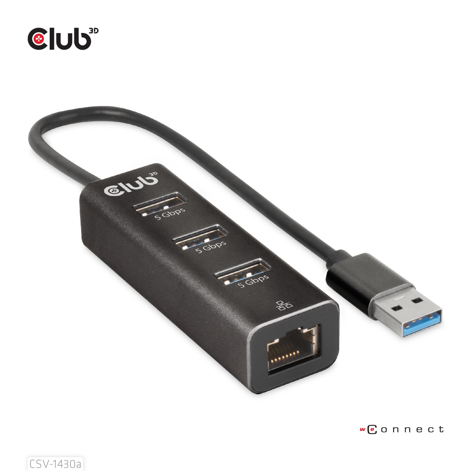 CSV-1430A - Hub Club 3D USB-A a 3xUSB-A 3.0/1xRJ45 Negro (CSV-1430A)