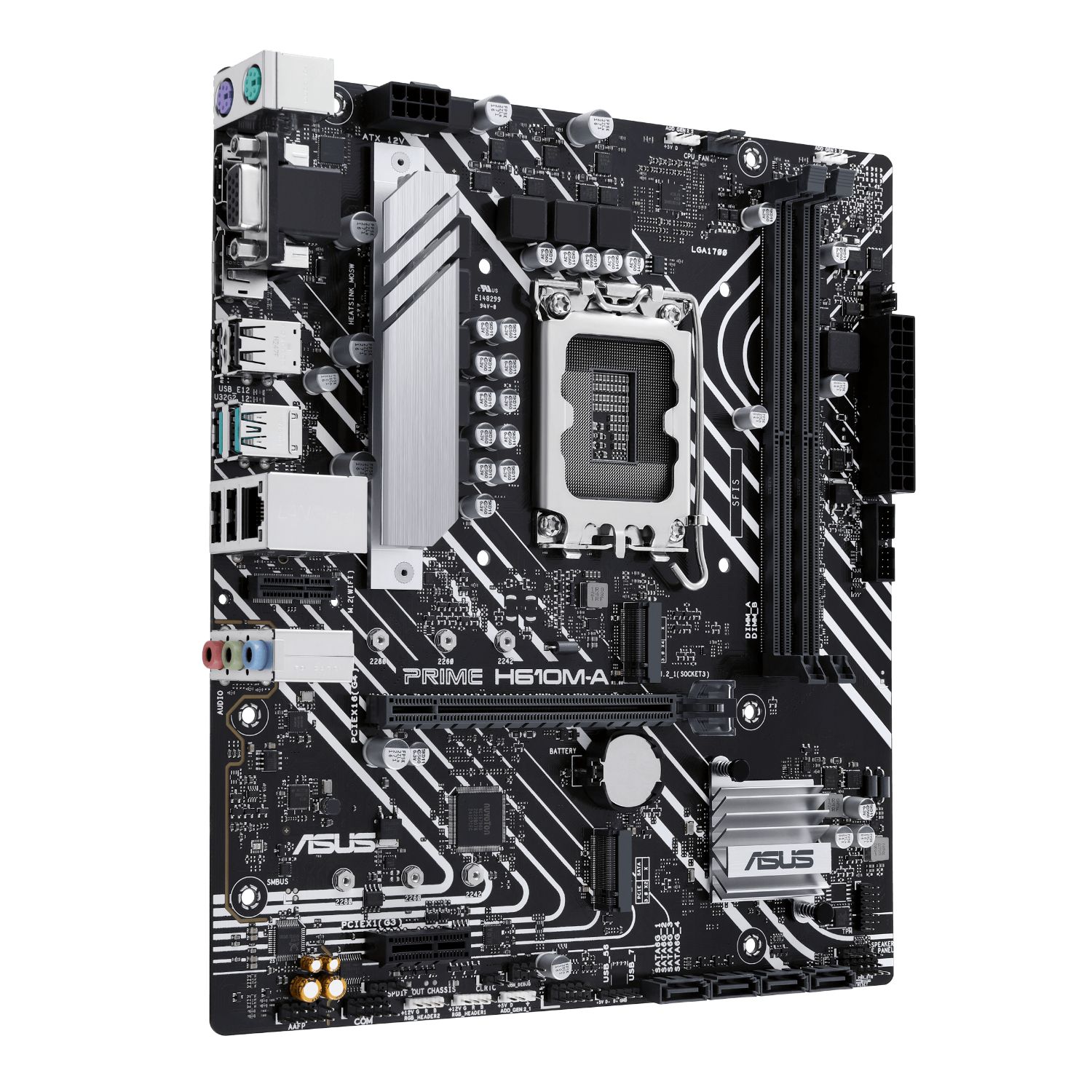 90MB1G20-M0EAYC - ASUS PRIME H610M-A-CSM: (1700) 2DDR5 M.2 SATA3 PCIe USB 2.0 USB-A 3.1 HDMI VGA DP RJ45 PS/2 7.1 mATX Gigabit Ethernet