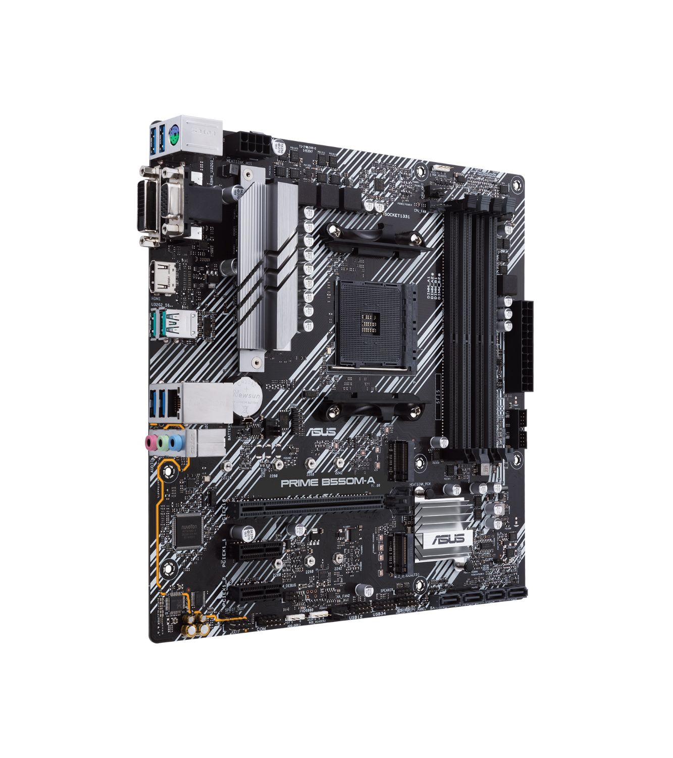 90MB14I0-M0EAYC - Placa base ASUS B550M-A/CSM:(AM4) 4DDR4 M.2 SATA3 PCIe USB-A 3.0 USB-A 3.1 HDMI DVI-D VGA RJ45 PS/2 7.1 mATX Gigabit Ehernet