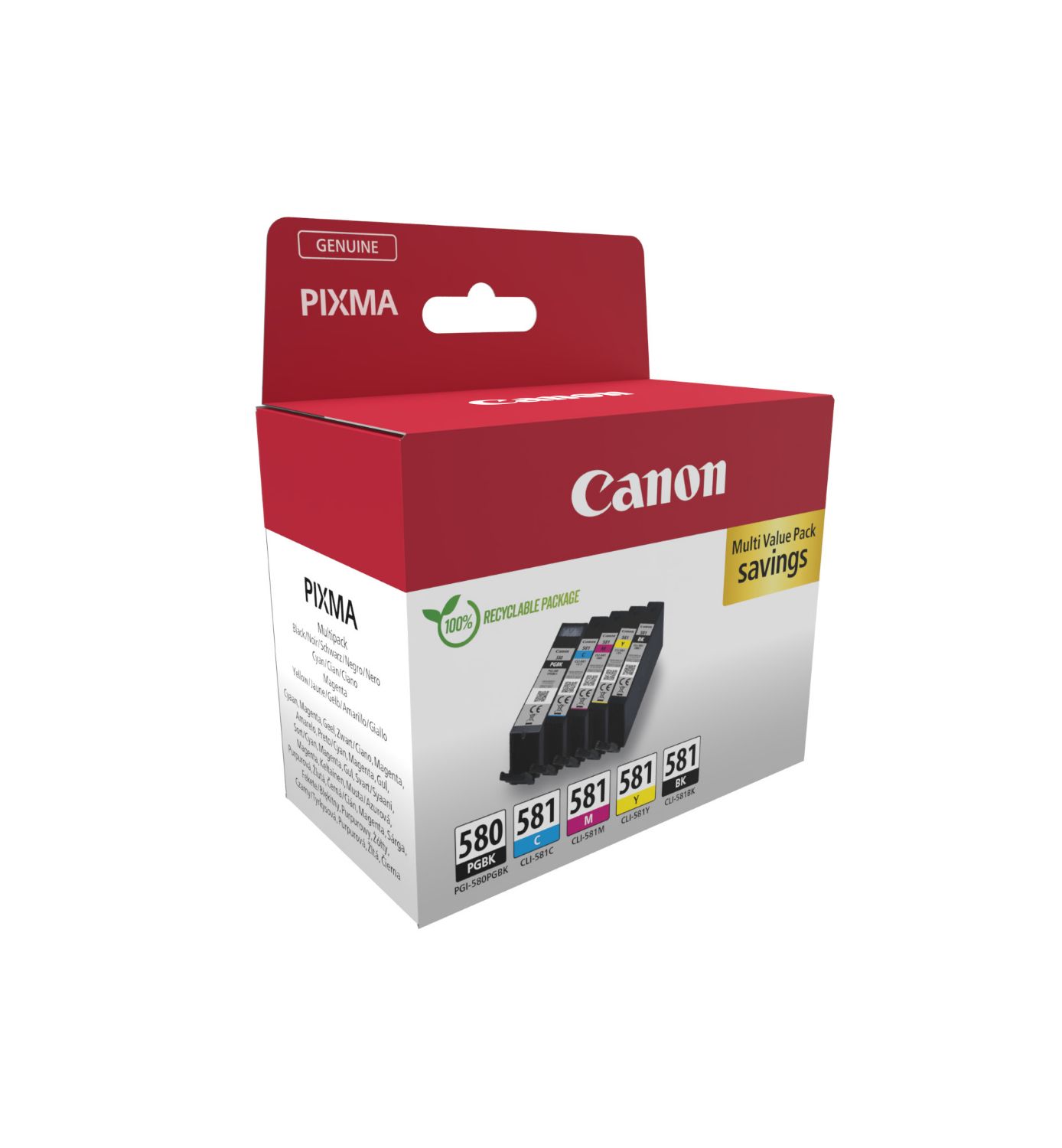 2078C007 - Tinta Canon PGI-580/CLI-581 Pack Negro/Color 5.6ml 400 pginas (2078C007)