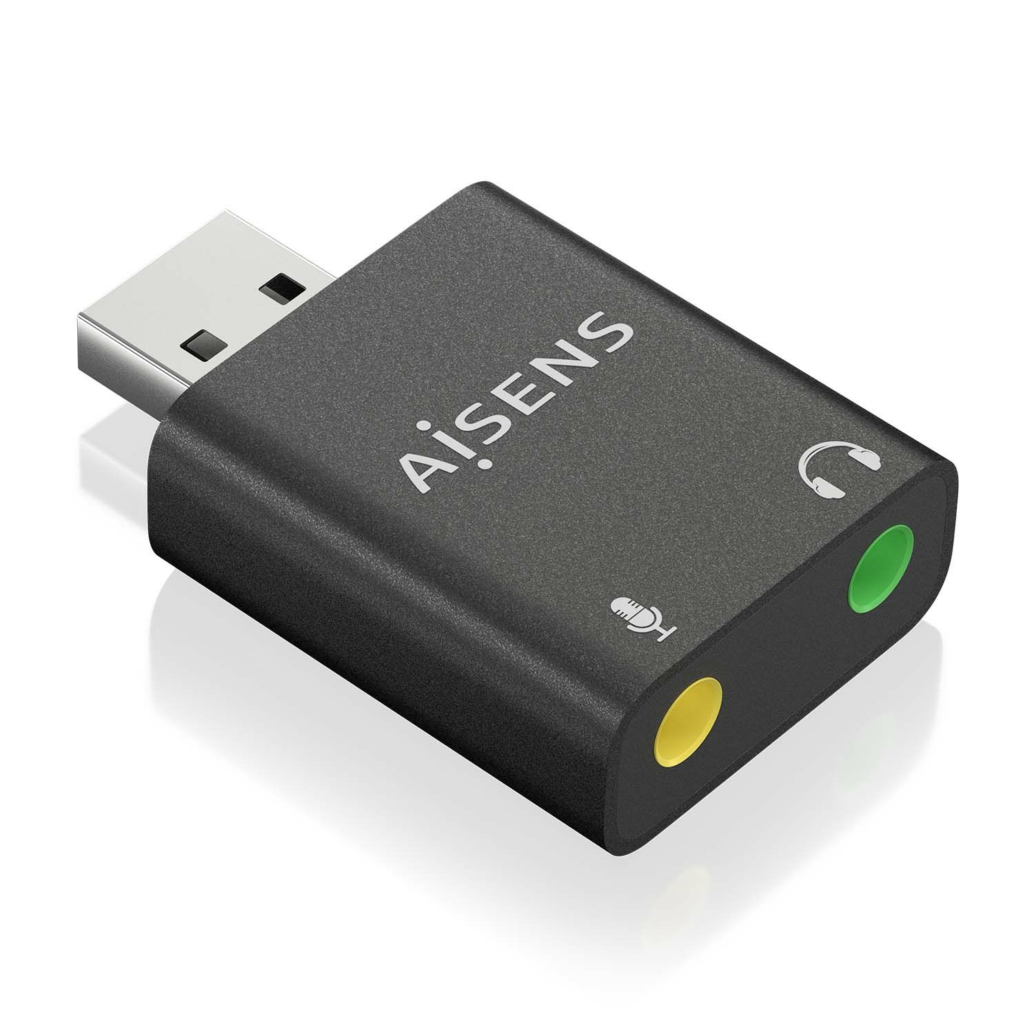 A106-0768 - Tarjeta de Sonido AISENS USB-A/M-2x3.5mm/H Negra (A106-0768)