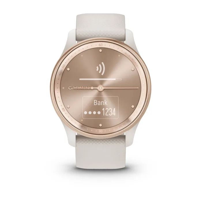 010-02665-01 - Smartwatch Garmin Vvomove Trend Hbrido 40mm LCD Tctil Fibra/Acero Inoxidable Oro/Rosa NFC Bluetooth GPS Correa Silicona Beige (010-02665-01)