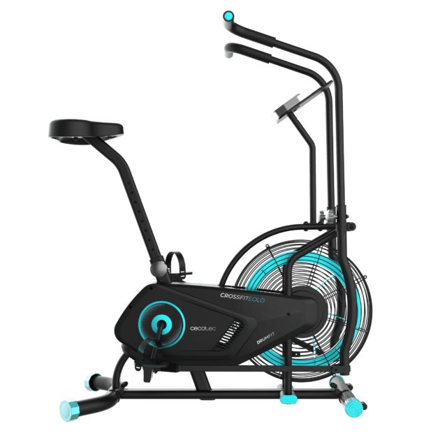 07229 - Bicicleta Air Bike CECOTEC Drumfit CrossFit 2000 Eolo, de resistencia al aire,Silln ajustable verticalmente.Ventilador 42cm. Pantalla LCD. Soporte para dispositivos. Calapis. Manillar acolchado. Pedaleo bidireccional. Peso Maximo 110Kg (07229)