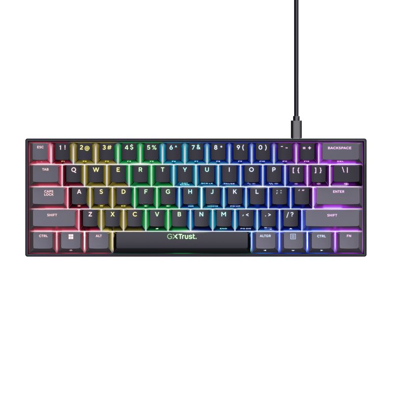 24885 - Teclado Gaming Trust GXT867 Acira Mecnico QWERTY 61 Teclas RGB USB Cable 1.8m Negro (24885)