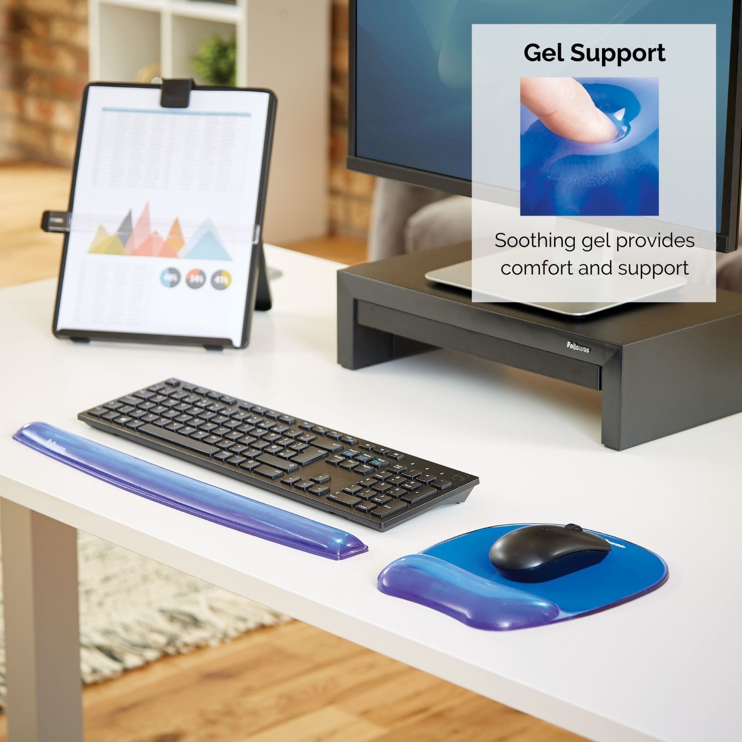9113709 - Reposamuecas de Teclado Fellowes Gel Crystal Azul (9113709)