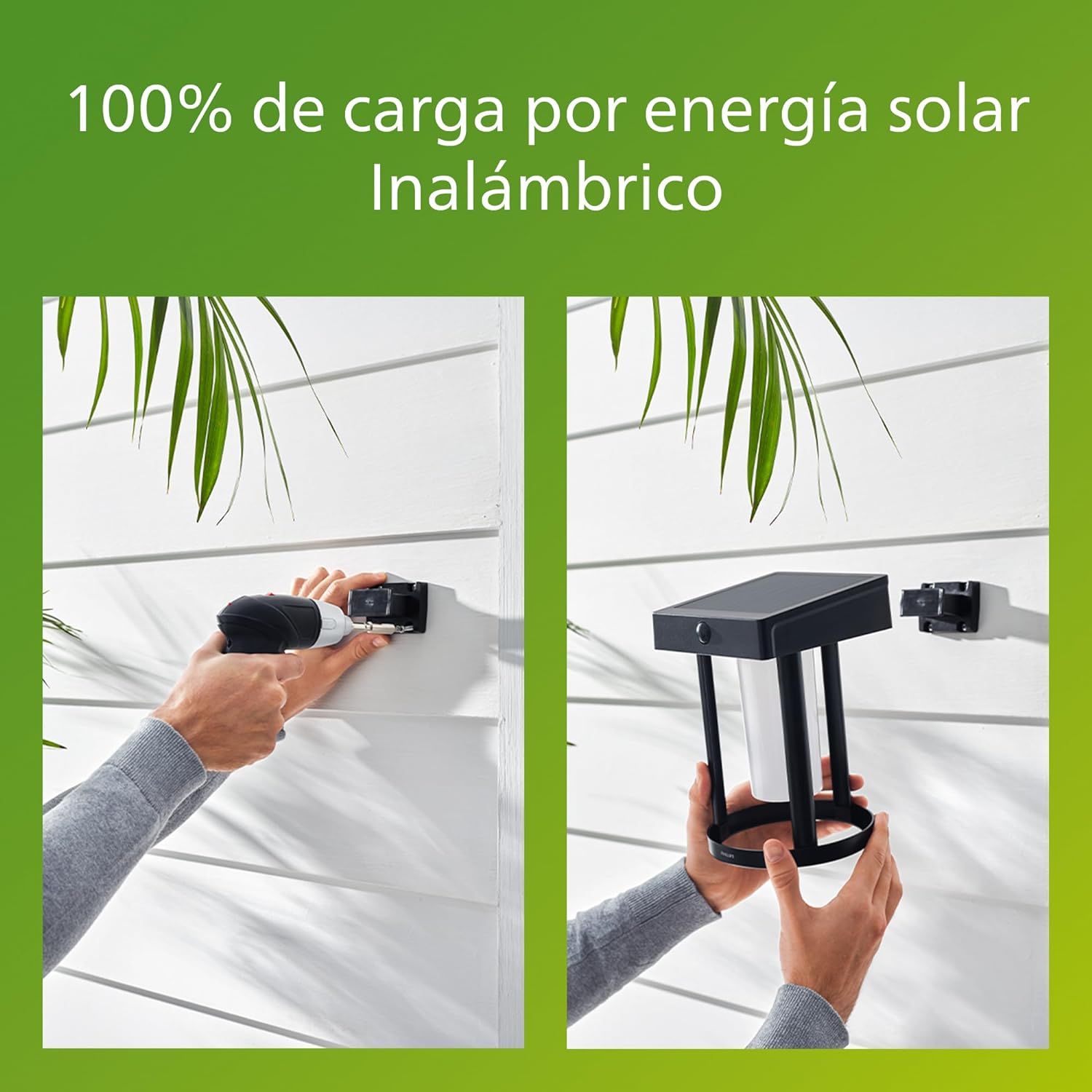 929003364701 - Aplique Pared Philips Fyce Solar LED 1.5W 2700K Sensor Da/Noche IP44 Negro (929003364701)