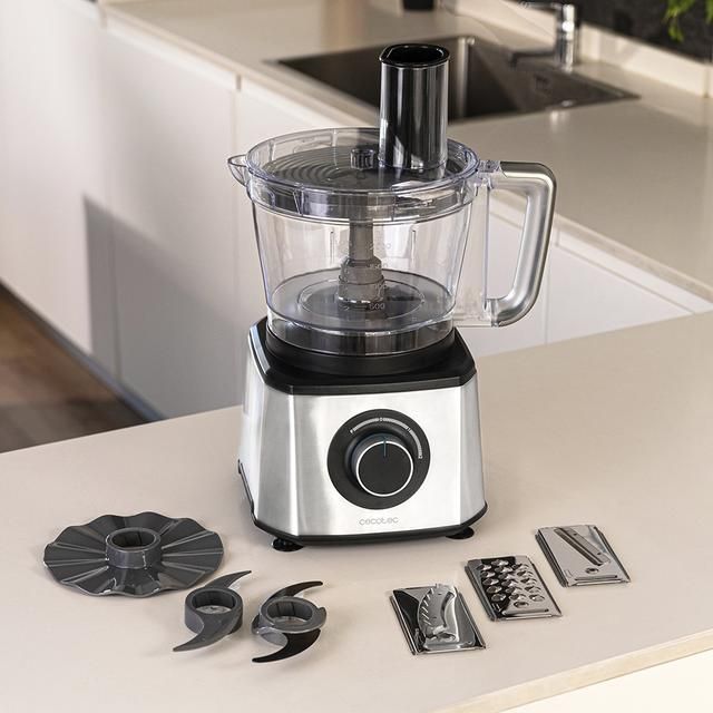 04356 - Procesador de alimentos CECOTEC Paprika 2000. potencia mxima de 2000 W, cuerpo de acero inoxidable, 2 velocidades y pulse. Incluye bowl de 3,5 L. Accesorios: 3 discos de corte, cuchilla para picar y cuchilla para amasar.(04356)