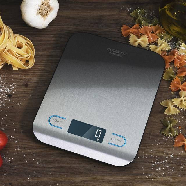 04326 - Bascula Cocina Digital CECOTEC CookControl de Alta Precisin Digital con Acero Inoxidable, Diseo Extraplano,Pantalla LCD, Capacidad Mxima 5 Kg con Precisin de 1g, 203 x 155 mm (04326)