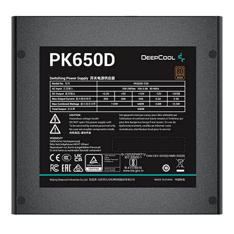 R-PK650D-FA0B-EU - Fuente DeepCool ATX 650W 80+ Bronze (R-PK650D-FA0B-EU)