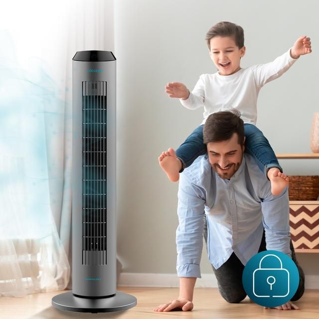 05924 - Ventilador de Torre CECOTEC EnergySilence 8190 Skyline Ionic 60W 3 Velocidades Oscilante Temporizador Mando a Distancia Negro/Gris (05924)