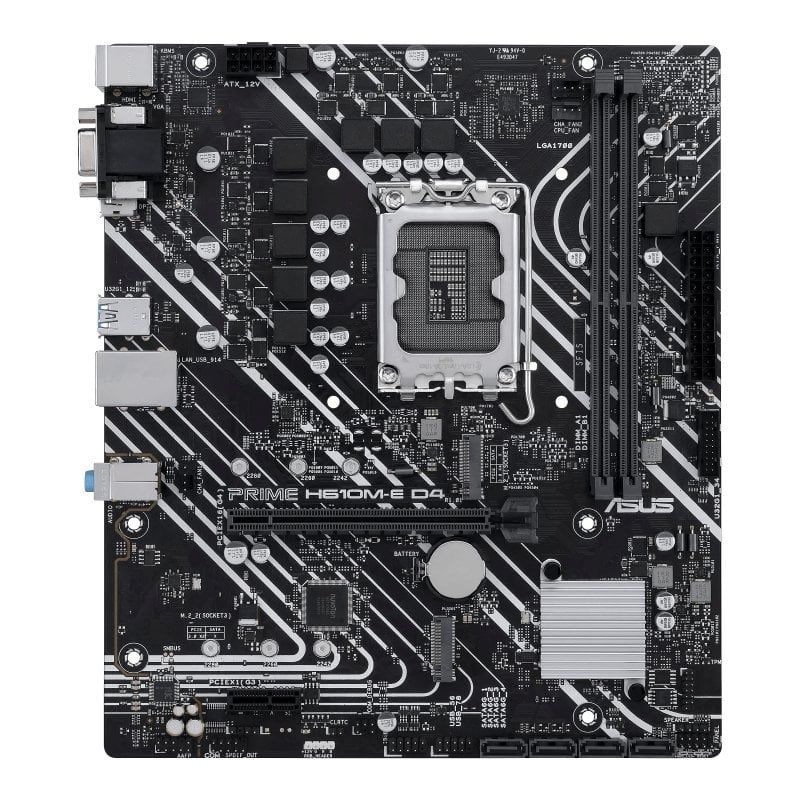 OUT8789 - Placa base ASUS PRIME H610M-E-CSM:(1700) 2DDR5 HDMI DP VGA mATX (OUT8789). Buen estado. BIOS actualizada. Sin caja original. Con chapa trasera. (OUTLET)
