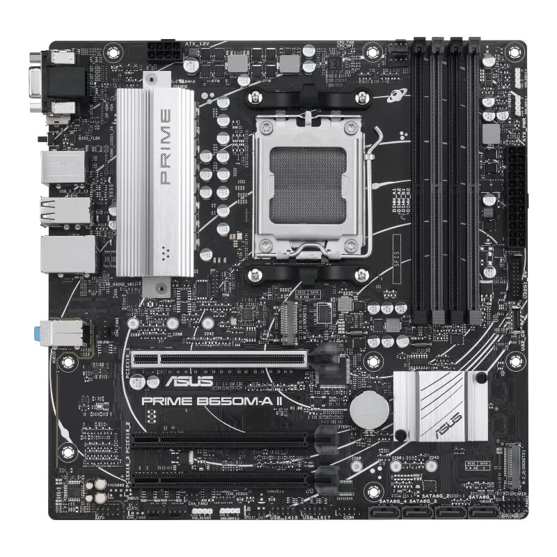 90MB1EH0-M0EAYC - Placa base ASUS PRIME B650M-A II-CSM:(AM5) 4DDR5 M.2 SATA3 PCIe USB 2.0 USB-A 3.0/3.1 DP HDMI VGA RJ45 PS/2 mATX 7.1 Gigabit Ethernet 2.5