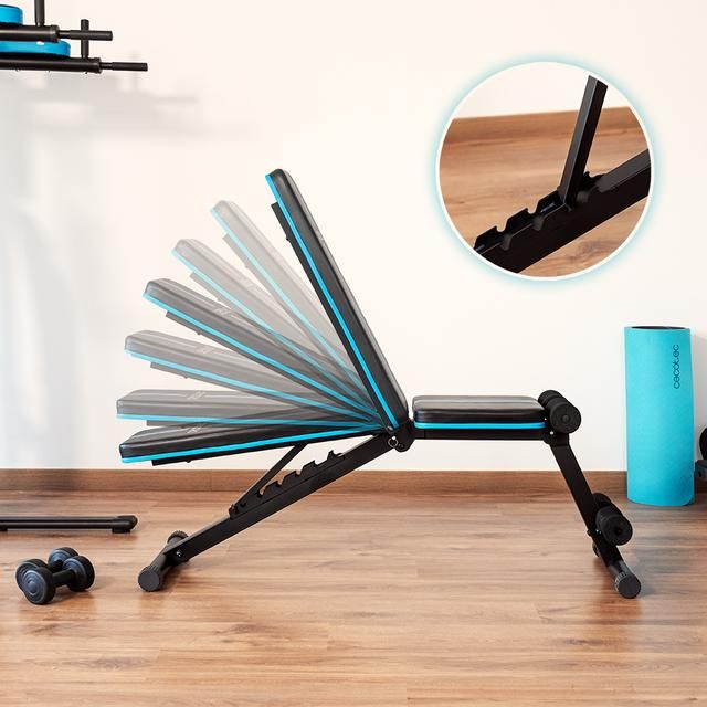 07188 - Banco de musculacin CECOTEC Drumfit SetUp 7000, para pesas acolchado, plegable, ajustable en 7 niveles y reclinable 180(07188)