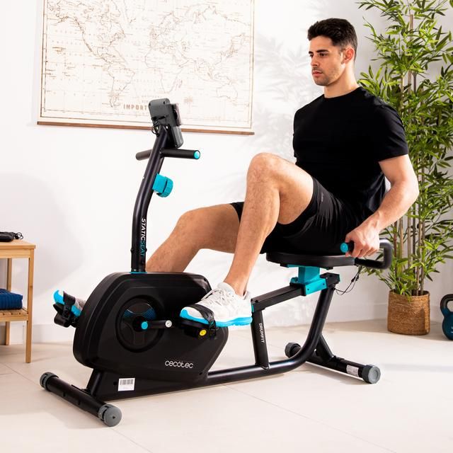 07222 - Bicicleta Esttica CECOTEC DrumFit Static 6000 Seat, reclinable con 8 niveles de resistencia magntica, Volante de inercia de 6 kg. Pantalla LCD. Pulsmetro. Soporte para dispositivos. Ruedas de transporte. Peso mximo de 120 kg(07222)