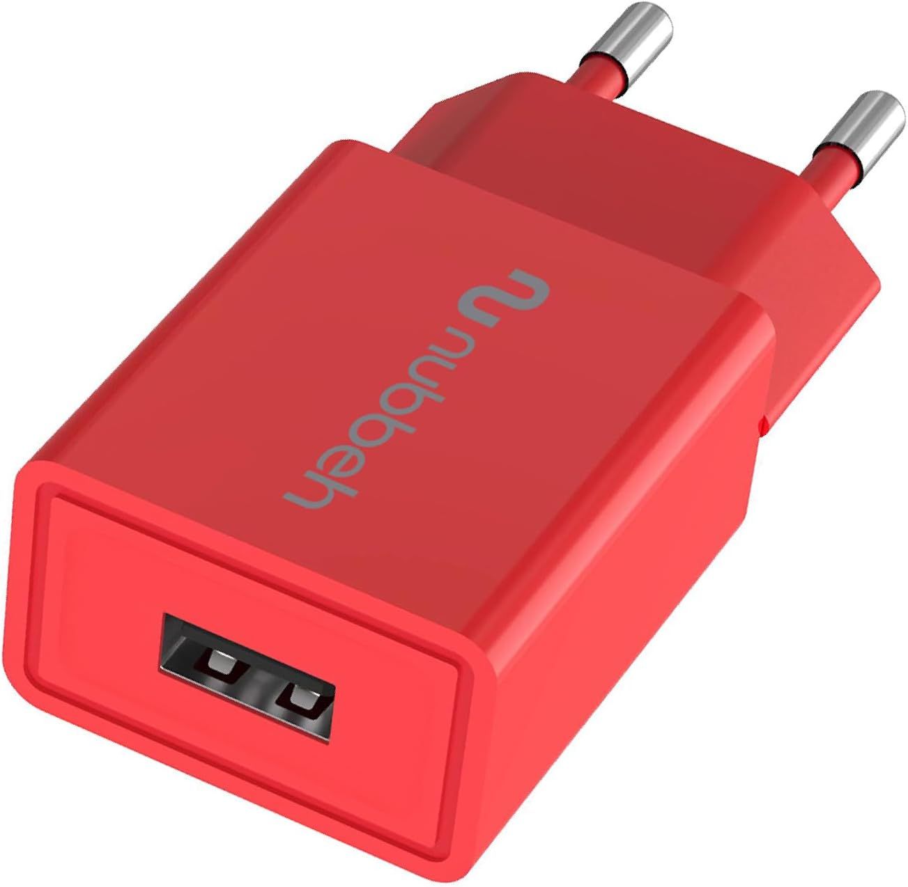 NBWALLCHUSBR10 - Cargador de Pared NUBBEH Bhoot 1xUSB-A 2A 10W Rojo (NBWALLCHUSBR10)