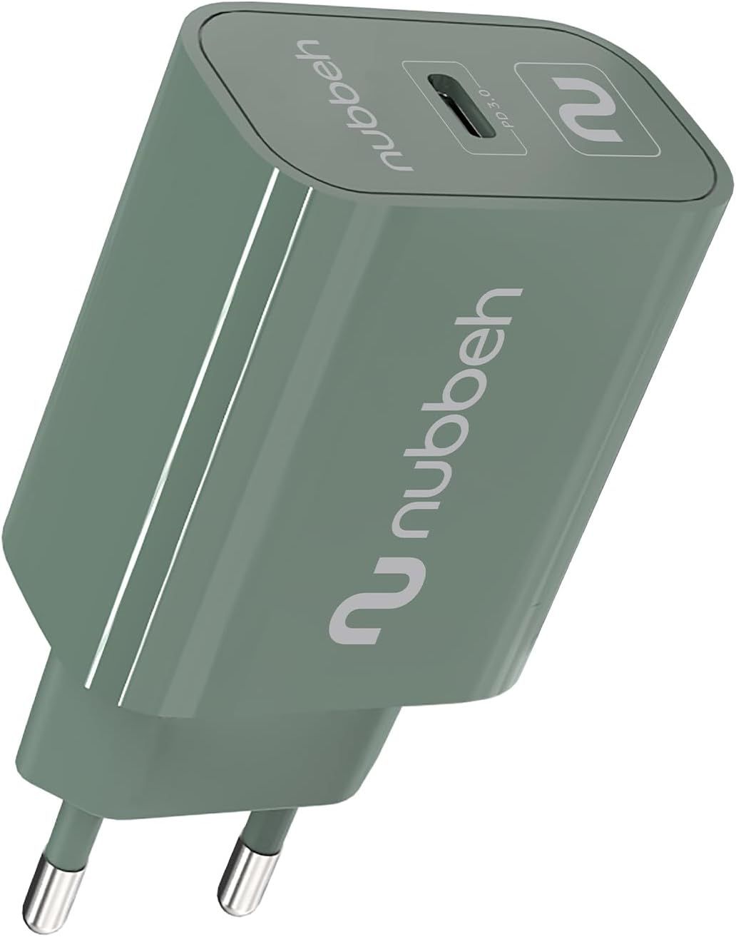 NBWALLCHCG25 - Cargador de Pared NUBBEH Bhoot 1xUSB-C PD 3.0 25W Verde (NBWALLCHCG25)