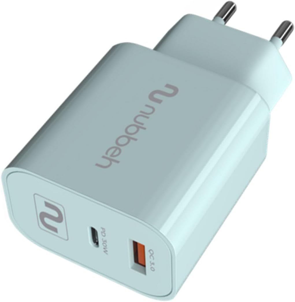 NBWALLCHT - Cargador de Pared NUBBEH Booth USB-C 30W Quick Charger 4.0/3.0 PD 3.0 Turquesa (NBWALLCHT)