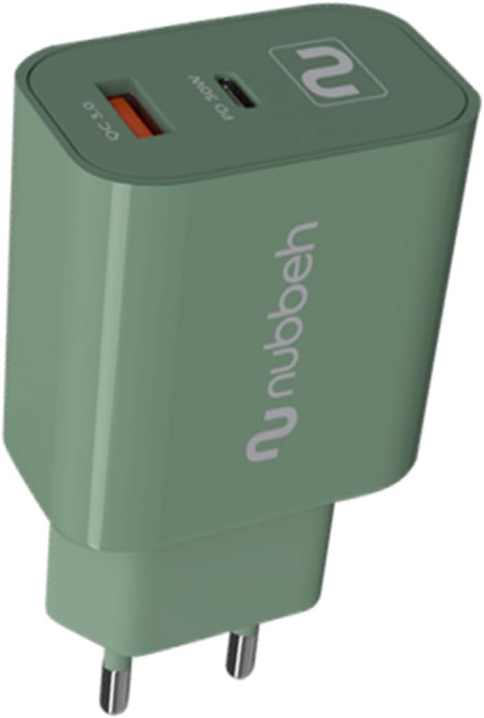 NBWALLCHG - Cargador de Pared NUBBEH Booth USB-C 30W Quick Charger 4.0/3.0 PD 3.0/2.0 Verde (NBWALLCHG)