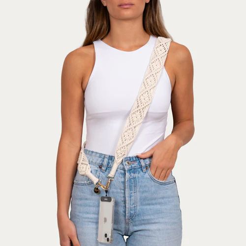 19724 - Cadena ZANA Ibicenca macram de mercado hippie 130cm Blanco (19724)