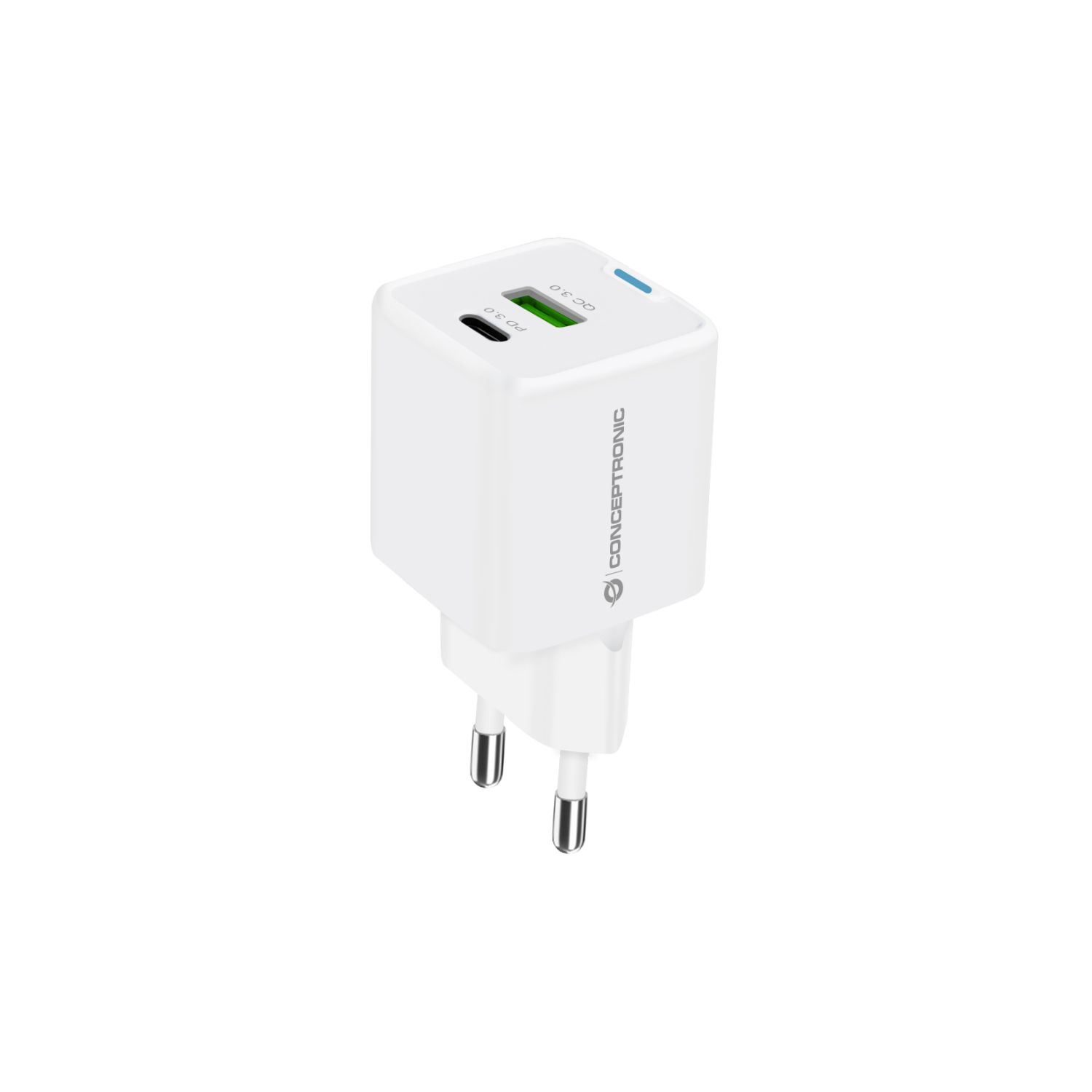 ALTHEA15W - Cargador de Pared CONCEPTRONIC 1xUSB-A 3.0 1xUSB-C PD 3.0 QC 3.0 20W Blanco (ALTHEA15W)