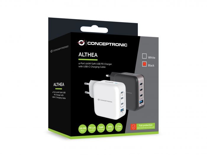 ALTHEA16W - Cargador de Pared CONCEPTRONIC 1xUSB-A 3.0 1xUSB-C PD 3.0 QC 3.0 33W Blanco (ALTHEA16W)