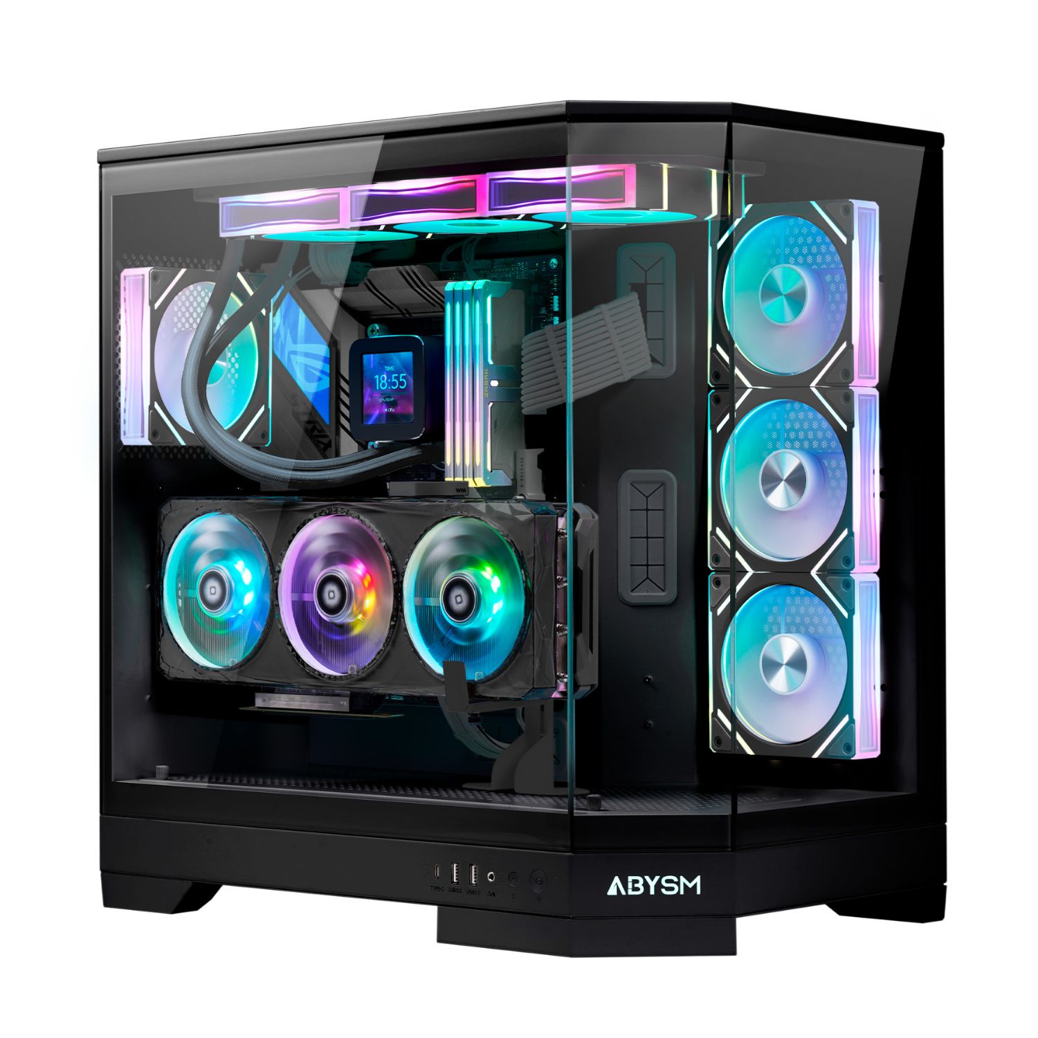 AB130211 - Caja Abysm Gaming Danube Sava H600 Ventana Lateral de Cristal Templado ARGB 2xUSB-A 3.0 1xUCB-C 3.1 ATX EATX ITX mATX Negra (AB130211)