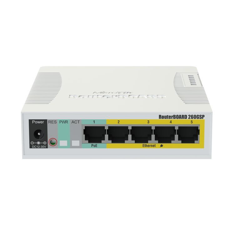 CSS106-1G-4P-1S - Switch Mikrotik 5p 10/100/1000 1xSFP Gestionado PoE Blanco (CSS106-1G-4P-1S)