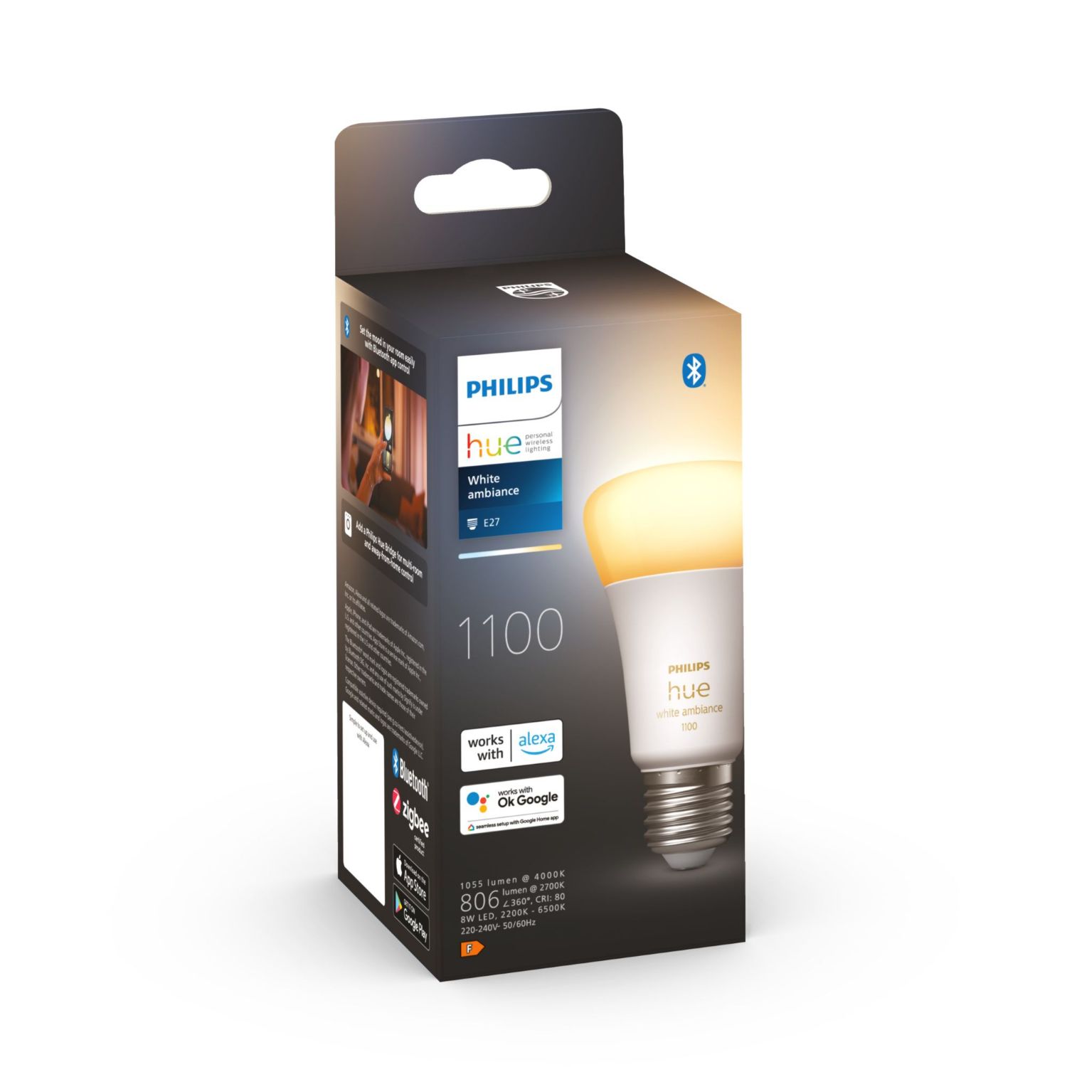 929002468401 - Bombilla Inteligente Philips Hue LED Luz Fra/Blanco Clido E27 A60 75W Bluetooth/Zigbee Blanca (929002468401)