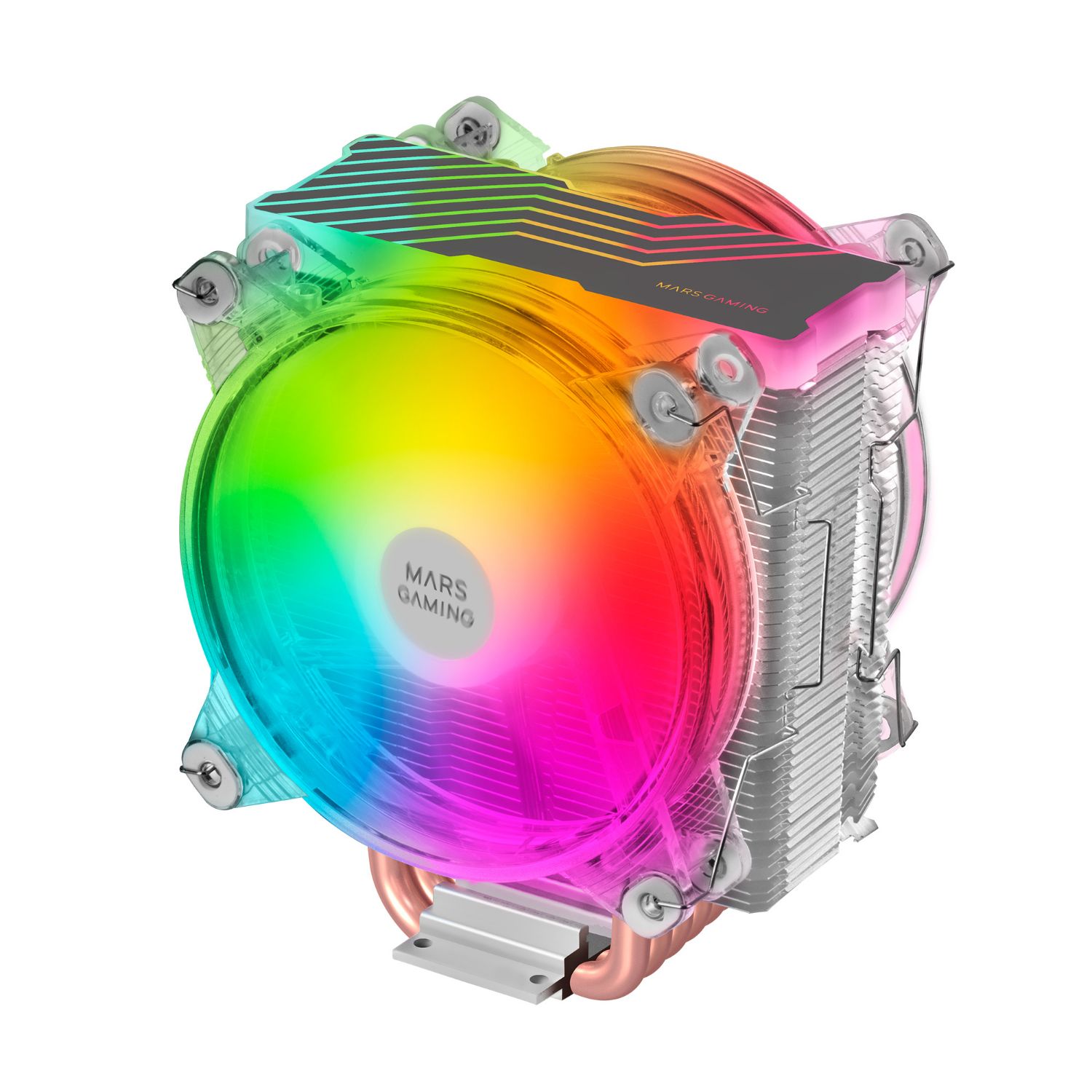 MCPU66 - Ventilador CPU Mars Gaming Multisocket 2x120mm 220W ARGB Transparente Plata (MCPU66)