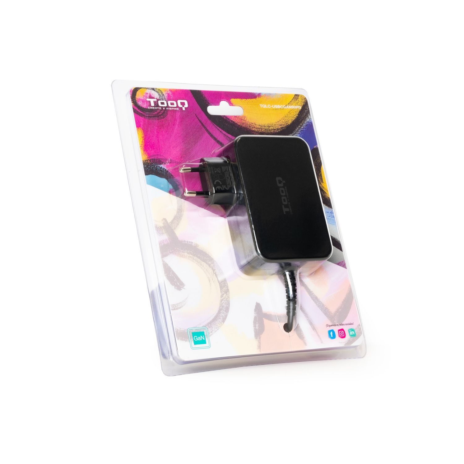 TQLC-USBCGAN90PD - Cargador TooQ 90W USB-C PD 3.0 Cable 1.8m Negro (TQLC-USBCGAN90PD)