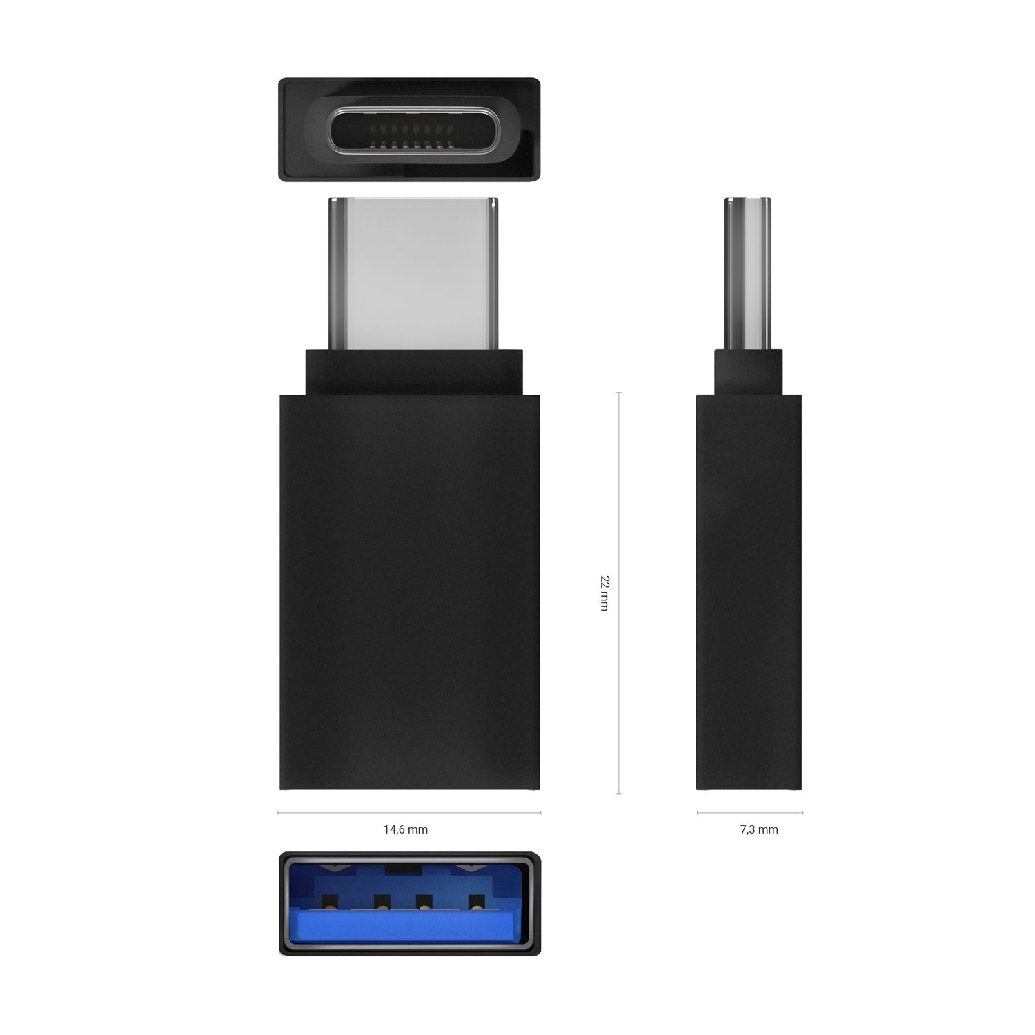 A108-0717 - Adaptador AISENS USB-C 3.0/M a USB-A 3.0/H Negro (A108-0717)
