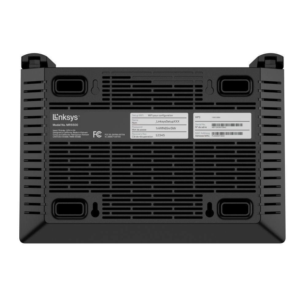 MR5500-KE - Router Mesh Linksys Hydra Pro 6 AX5400 DualBand 4xRJ45 Gigabit Ethernet LAN Ethernet WAN 1xUSB-A 3.0 2 Antenas Externas Negro (MR5500-KE)