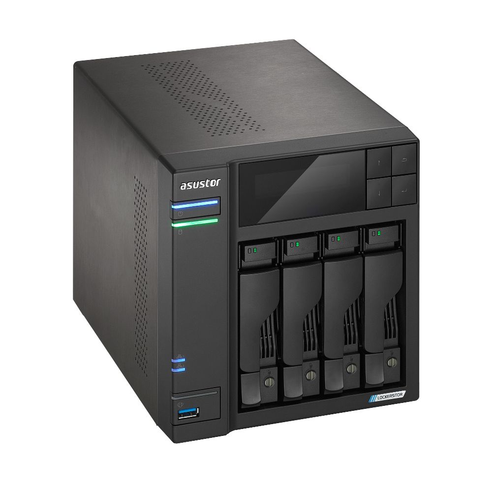 AS6704T - NAS Asustor Lockerstor N5105 DDR4 4Gb Sodimm M.2 SATA 2xUSB-A 1xHDMI 2.0b 2xRJ45 4 Bahas GbE 2.5GbE Negro (AS6704T)