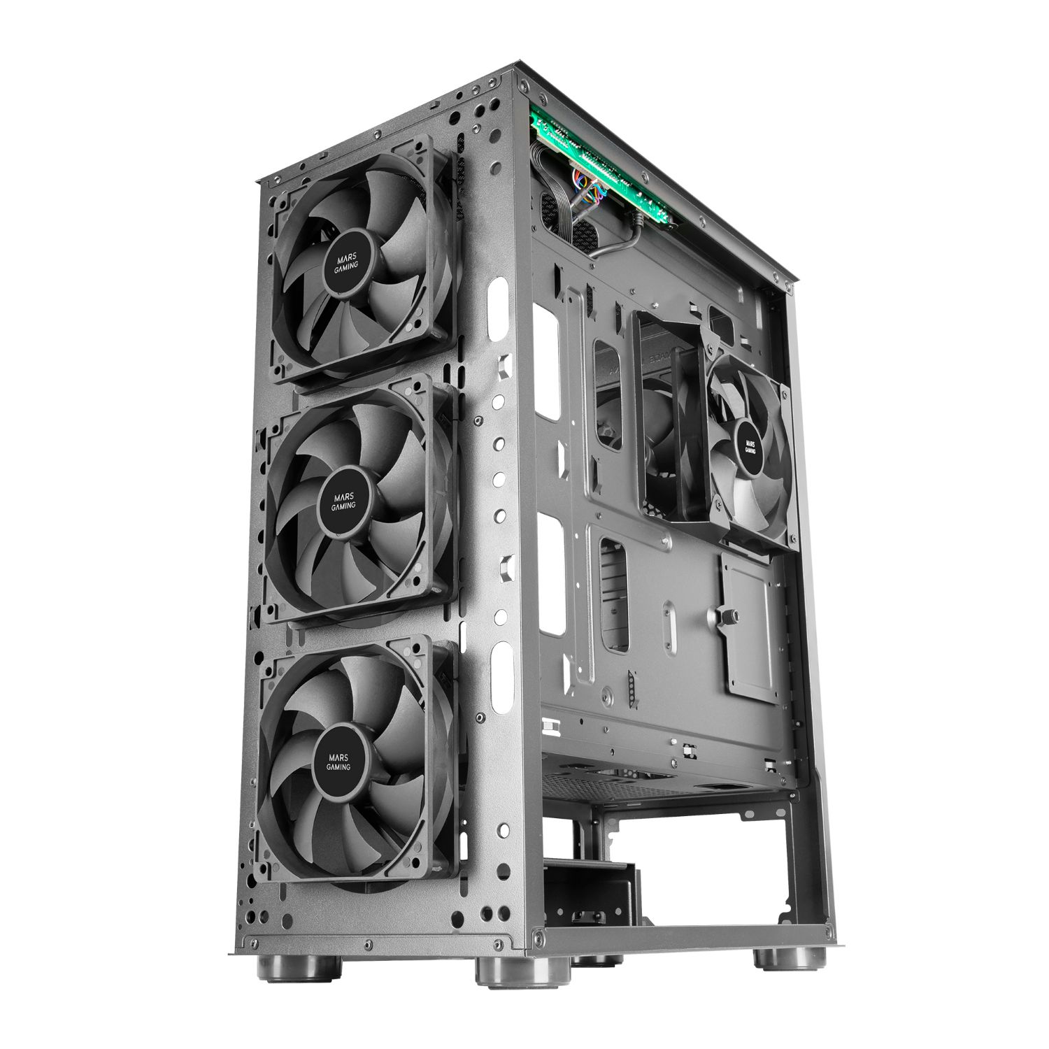 MCPRO2 - Caja Profesional Mars Gaming Premium XXL Ventana Lateral Completa de Cristal Templado Sistema CPU Freezer 2xUSB 2.0 1xUSB-A 3.0 EATX ATX mATX Mini-ITX Negra (MCPRO2)