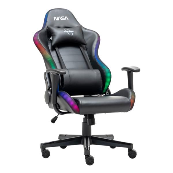 PI047 - Silla Gaming NASA Pioneer RGB Altura/Reposablazos regulables Cojin Cervical/Lumbar Negra (PI047)