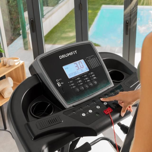 07081 - Cinta de Correr CECOTEC DrumFit WayHome 1600 Obelia Ultraflex Pro, Plegable de 1500w, Inclinacin Motorizada, Velocidad Ajustable, Superficie de 130x42 cm, Sistema Amortiguacin, Pantalla, Cinturn de masaje (07081)