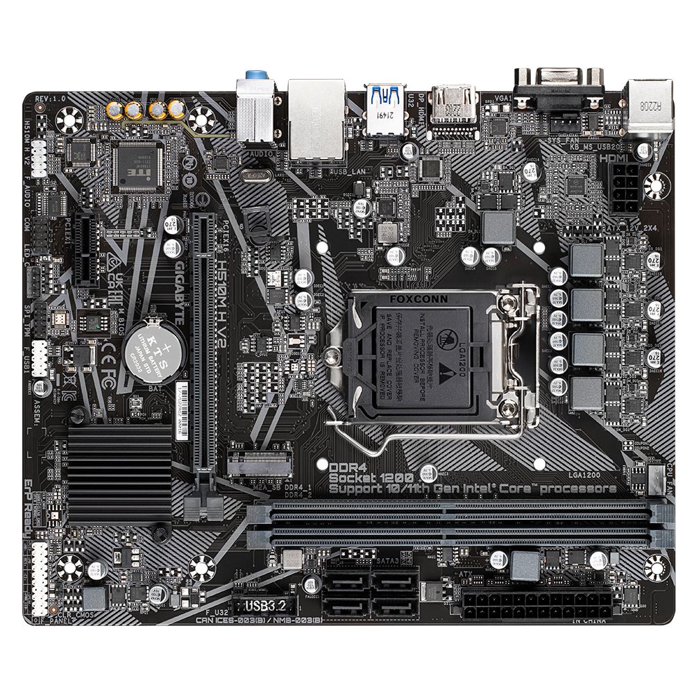 H510M H V2 G10 - Placa base GIGABYTE H510M H V2:(1200) 2DDR4 SATA3 M.2 PCIe 3.0 USB 2.0 USB-A 3.0 VGA HDMI RJ45 PS/2 HDCP 7.1 mATX Gigabit Ethernet