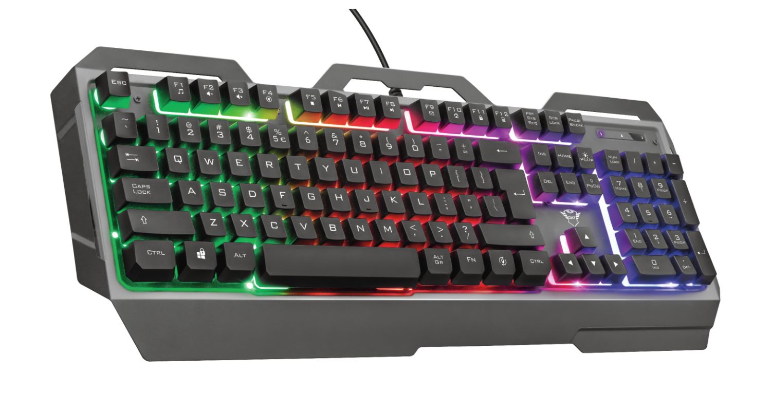 23742 - Teclado Gaming Trust GXT 856 Torac Multimedia Diestro Retroiluminado LED RGB QWERTY 104 Teclas USB Cable 1.8m Negro (23742)