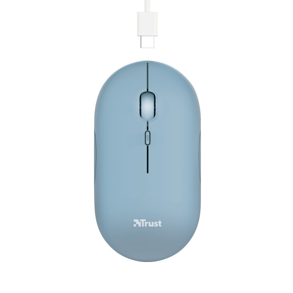 24126 - Ratn Trust Puck ptico Ambidextro Ultrafino Wireless RF 2.4GHz Bluetooth 1600dpi 4 Botones Azul (24126)