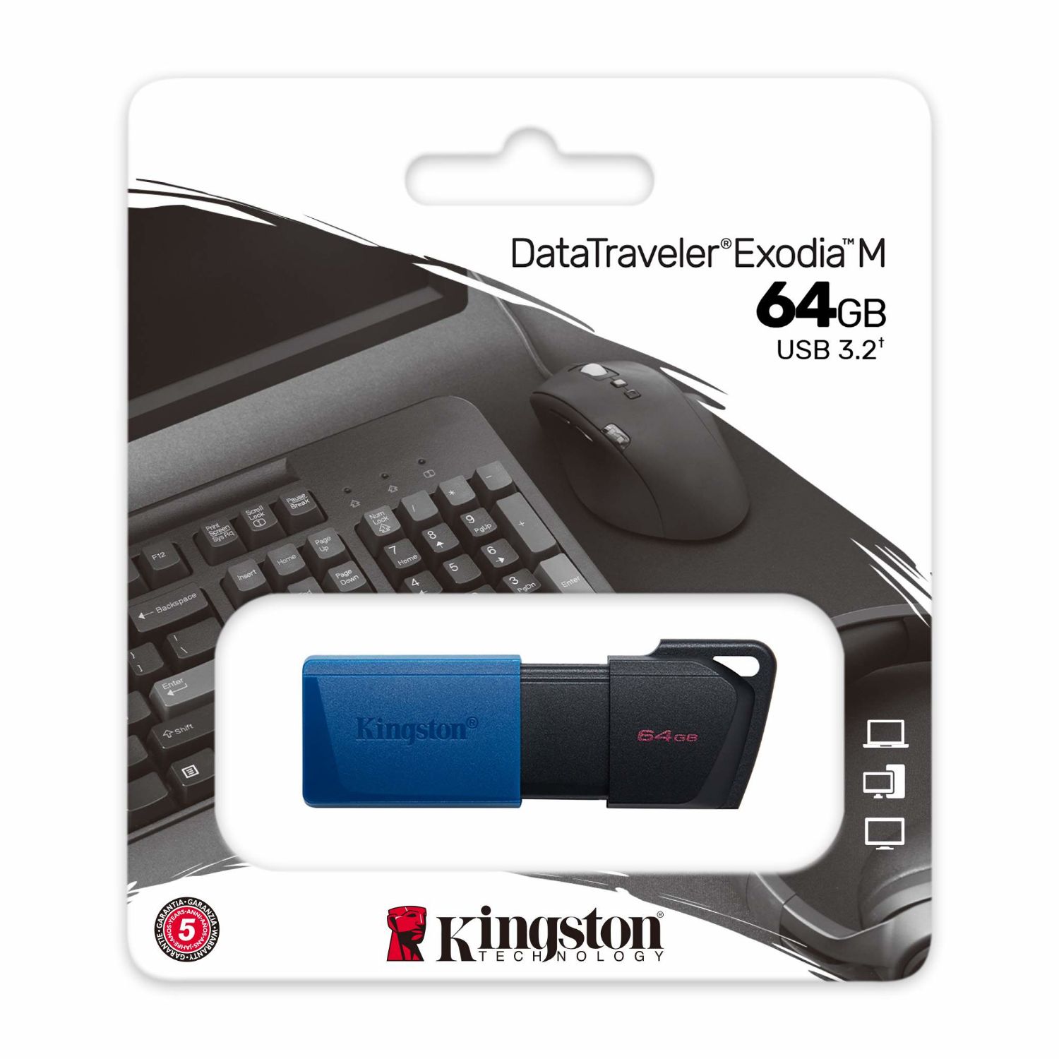DTXM/64GB - Pendrive Kingston DataTraveler Exodia M 64Gb USB-A 3.0 Llavero Negro/Azul (DTXM/64GB)