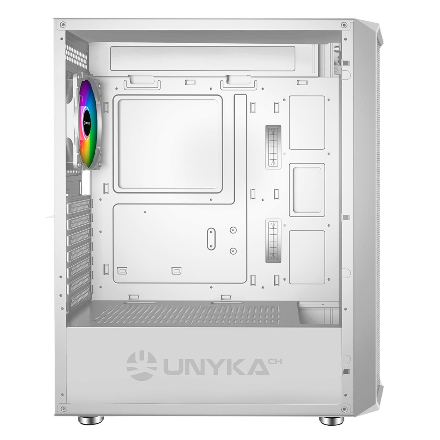 UK511209 - Caja Gaming UNYKA Armor 3Gen Ventana Lateral de Cristal Templado ARGB 3xUSB-A 3.0 1xUSB-C 3.1 ATX mATX ITX Blanca (UK511209)
