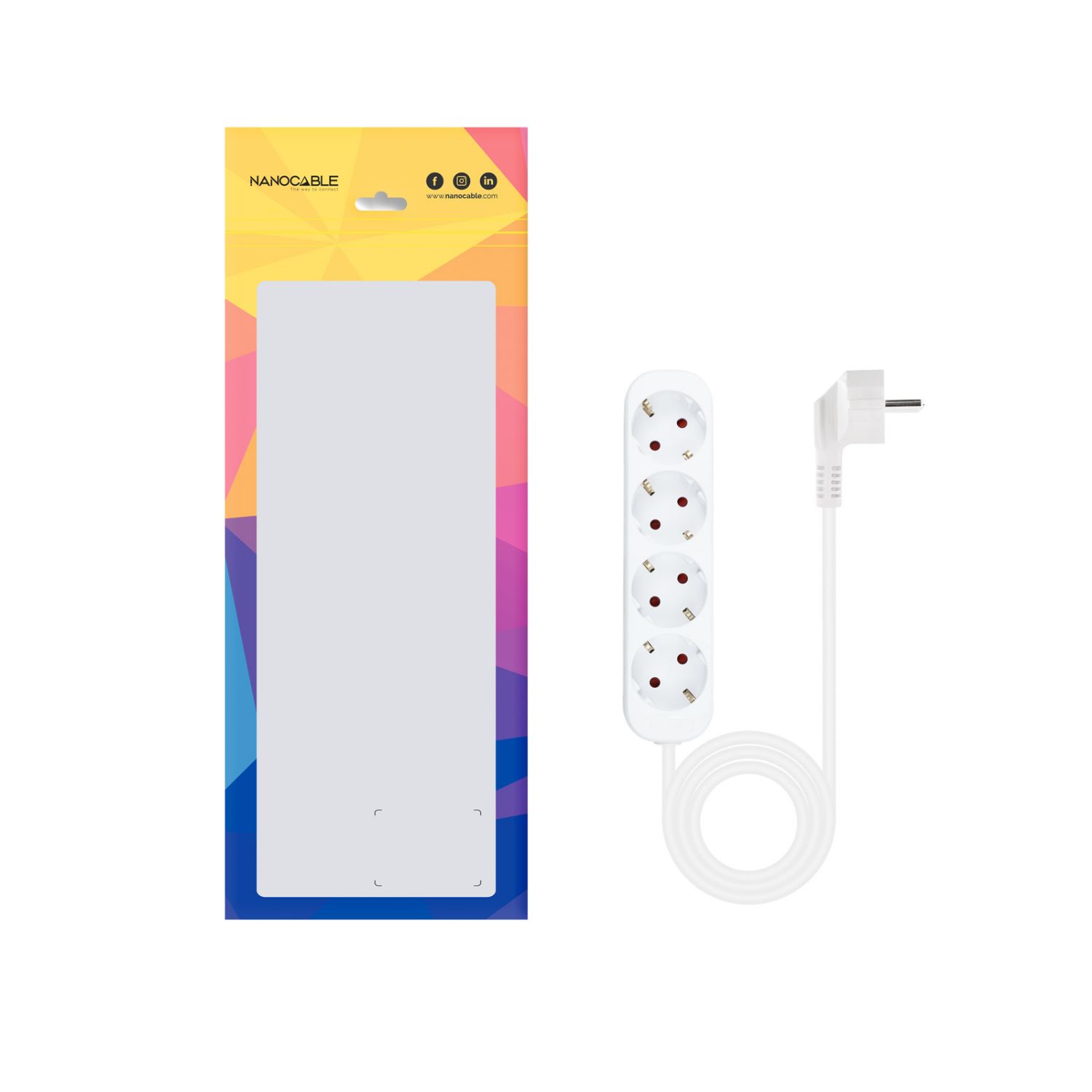 10.37.0004-NS - Regleta Nanocable 4xSchuko Cable 1.4m Blanca (10.37.0004-NS)