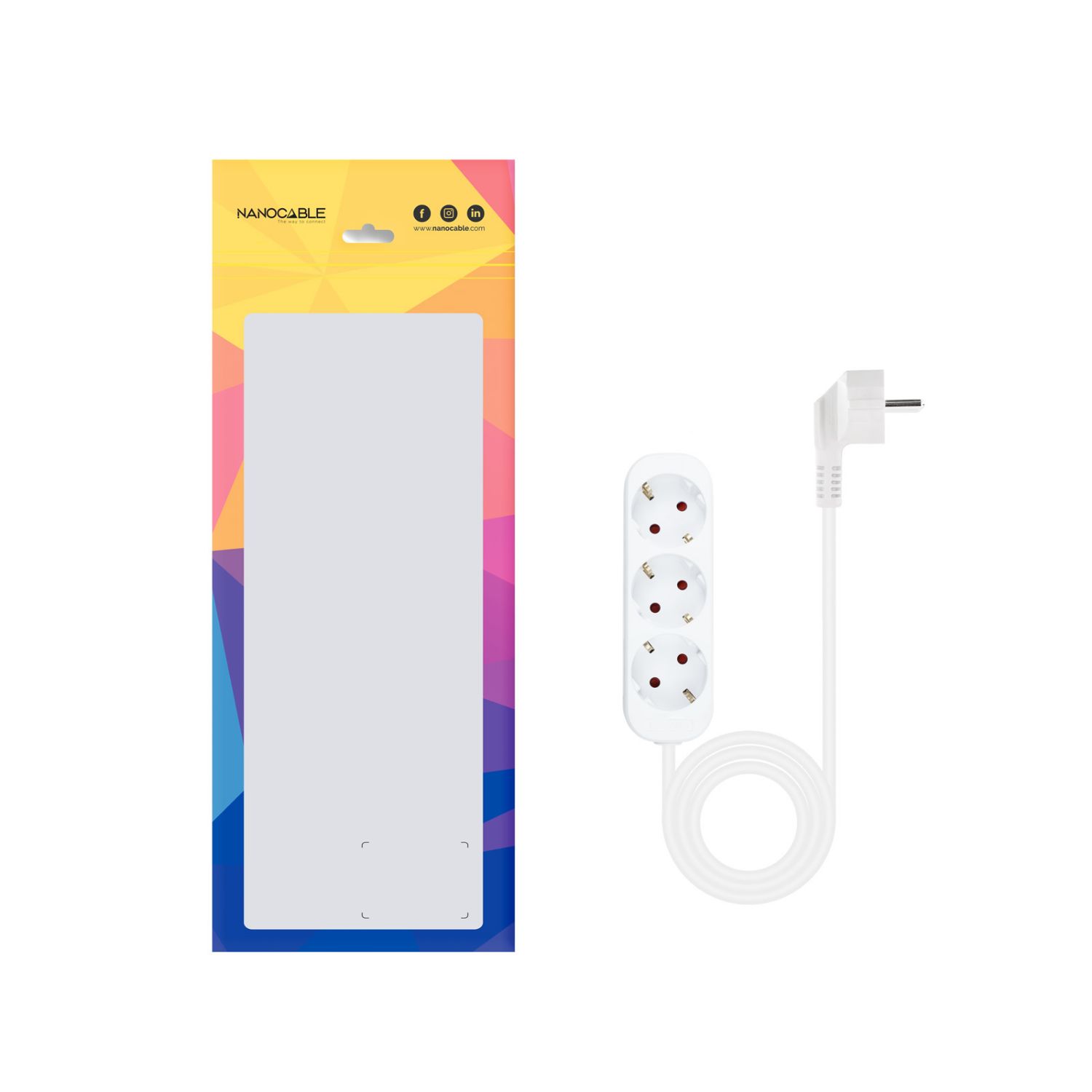 10.38.0003-NS - Regleta Nanocable 3xSchuko Cable 1.4m Blanca (10.38.0003-NS)