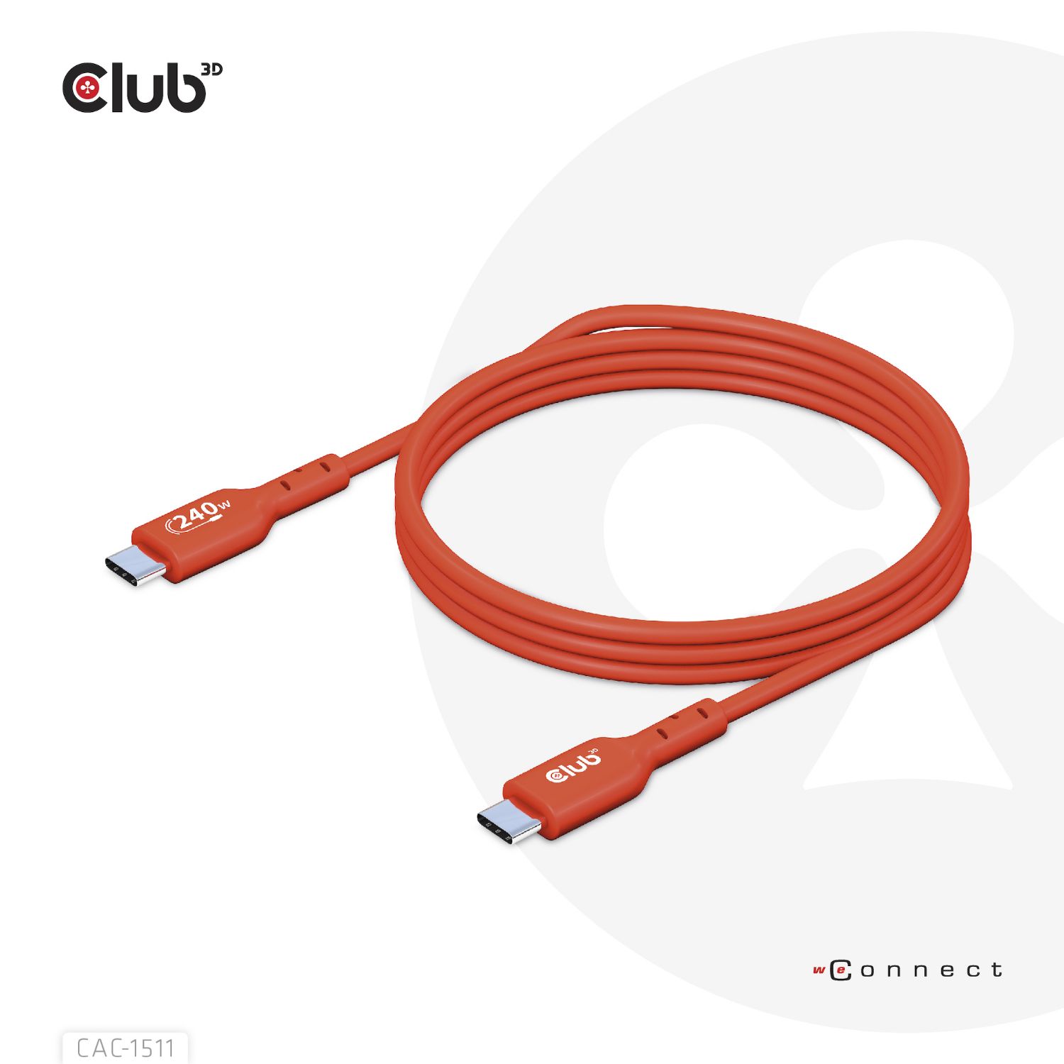 CAC-1511 - Cable Club 3D USB-C 2.0/M a USB-C 2.0/M 1m Naranja (CAC-1511)