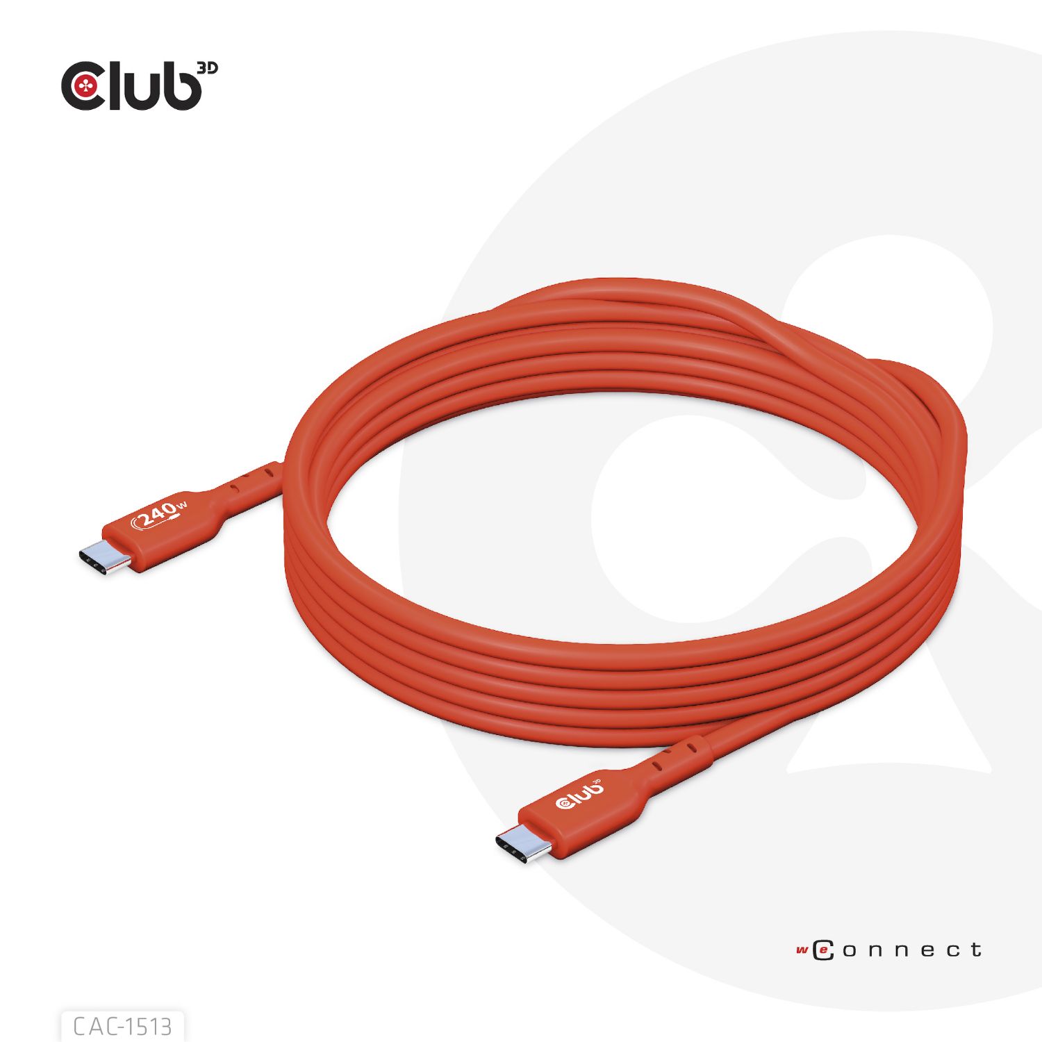 CAC-1513 - Cable Club 3D USB-C 2.0/M a USB-C 2.0/M 3m Naranja (CAC-1513)