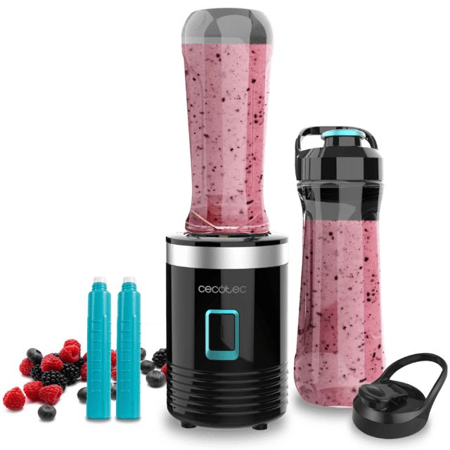 03907 - Batidora Smoothies CECOTEC Power Titanium EasyGo 350W 2 Vasos Porttiles de 600ml Cuchilla de 4 Hojas de Titanio Negra (03907)