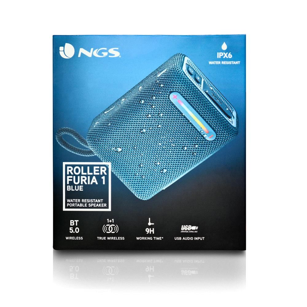 ROLLERFURIA1BLUE - Altavoz Porttil NGS Roller Furia 1 15W Bluetooth 5.0 USB-A/C Azul (ROLLERFURIA1BLUE)